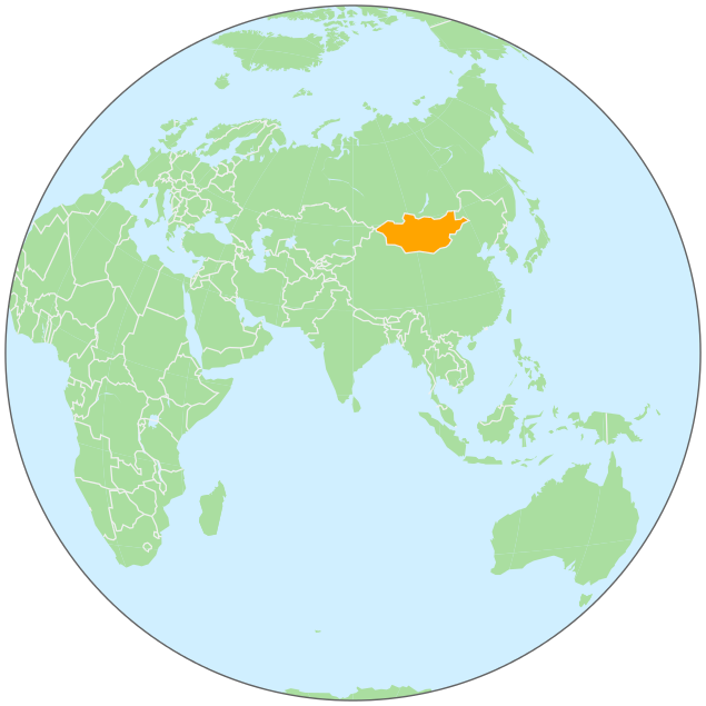 Mongolia on globe