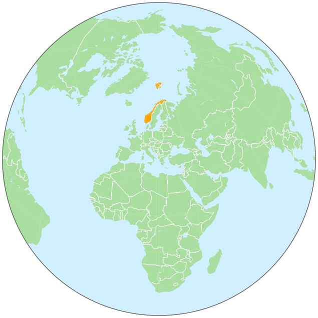 Norway on globe