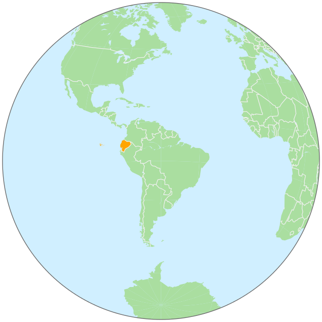 Ecuador on globe