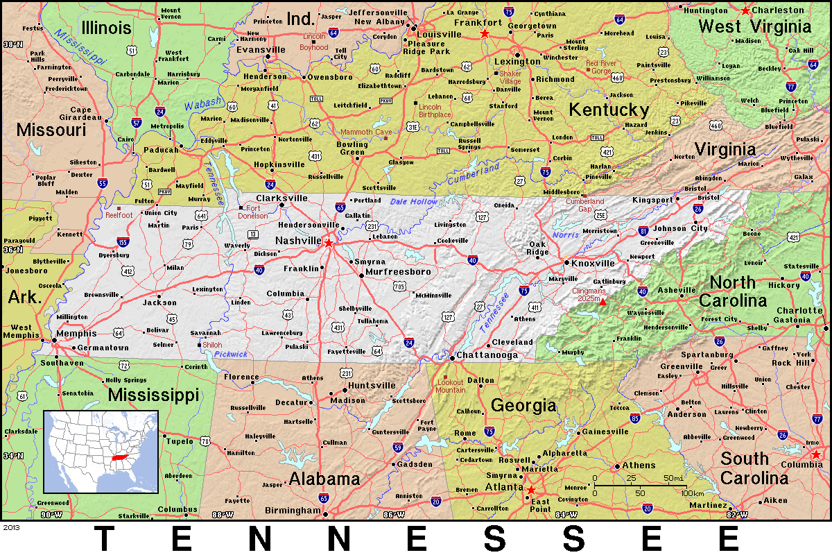 Tennessee topo