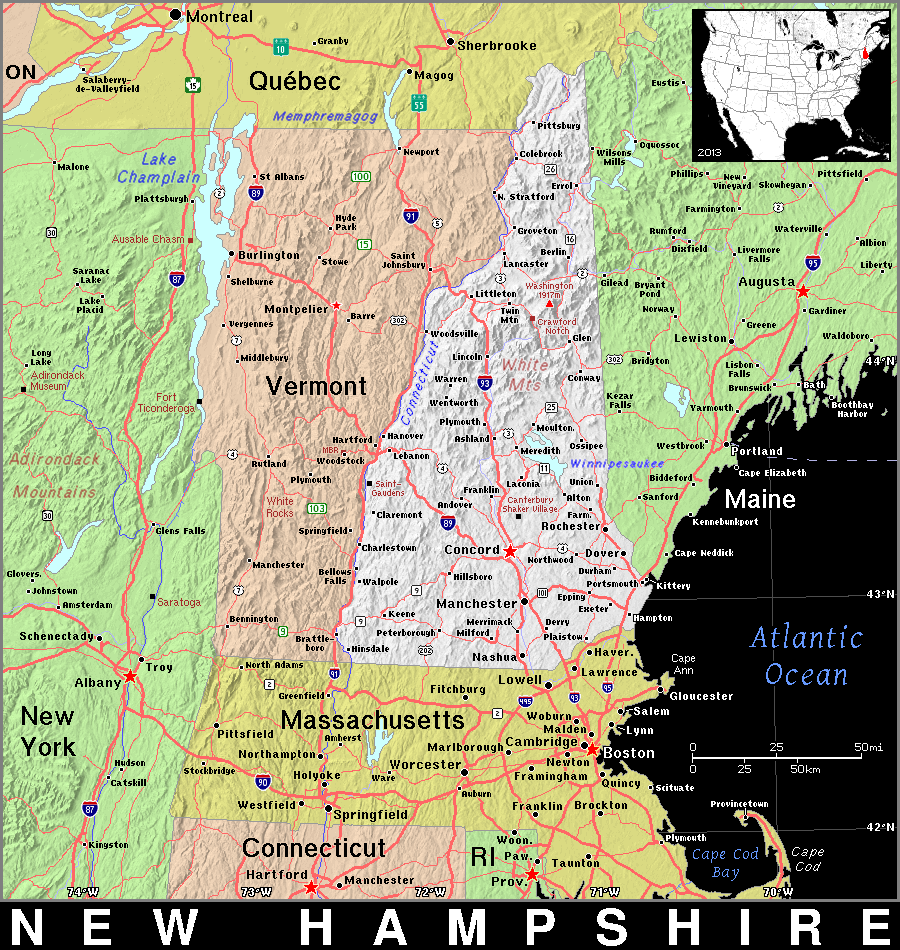 New Hampshire topo dark