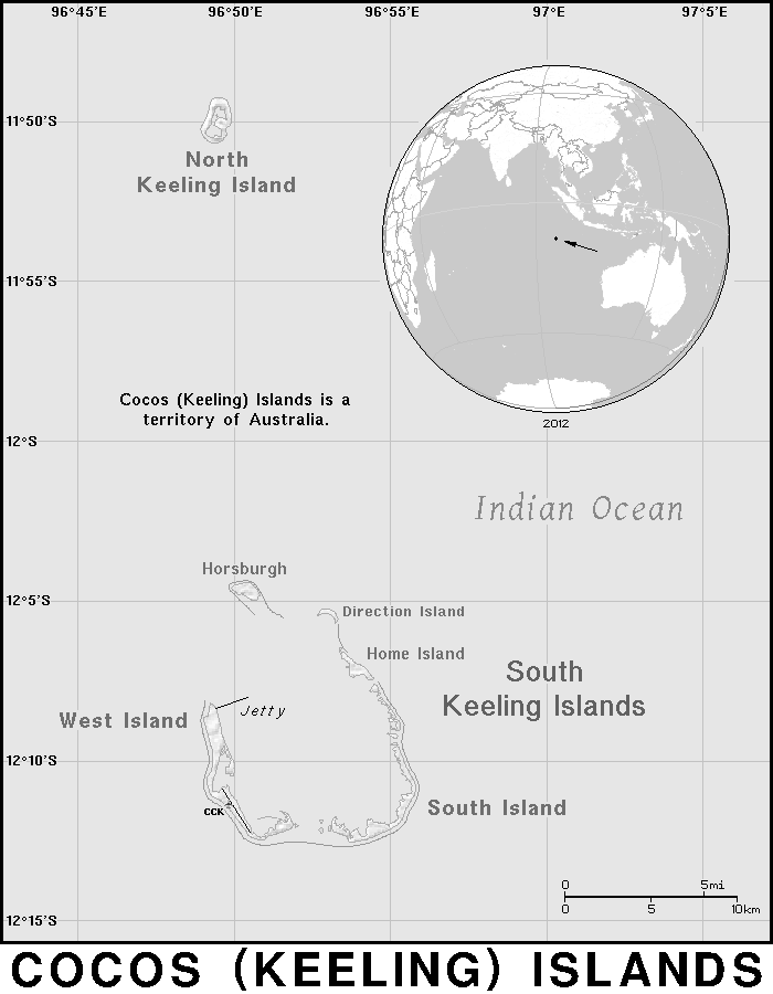 Cocos Islands detailed BW