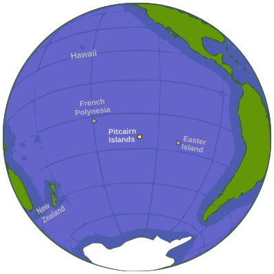 Pitcairn on globe