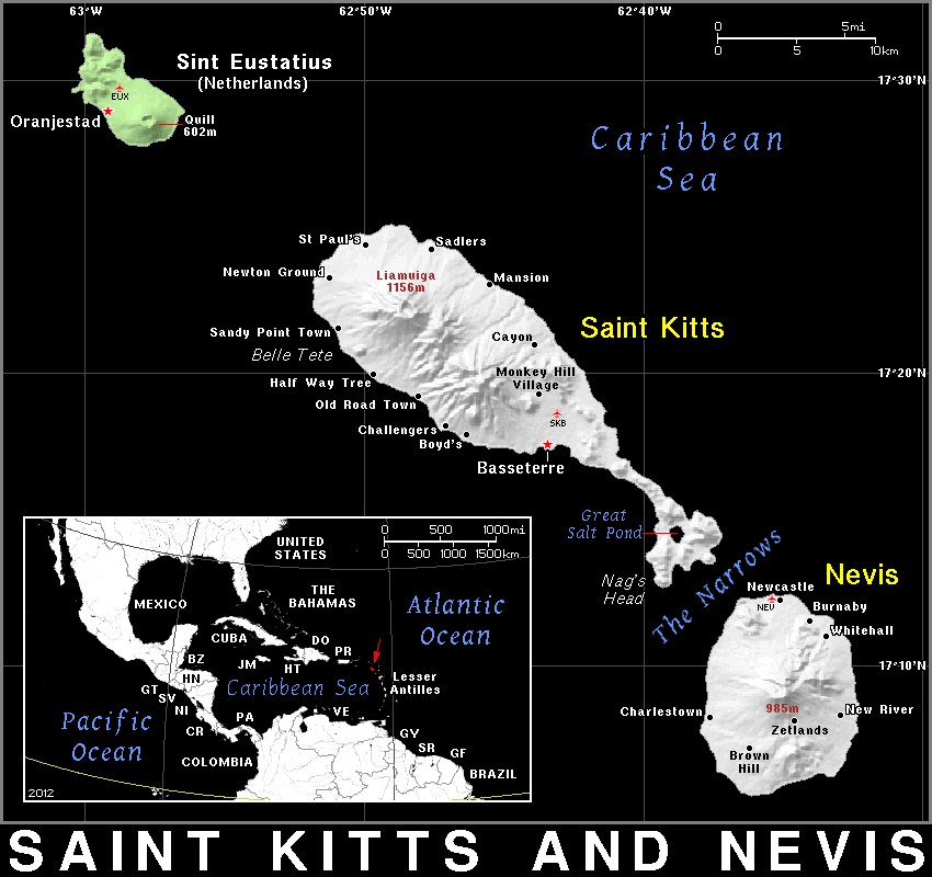 Saint Kitts and Nevis dark detailed