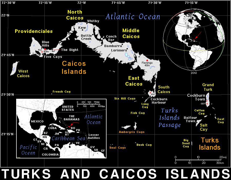 Turks and Caicos Islands dark detailed