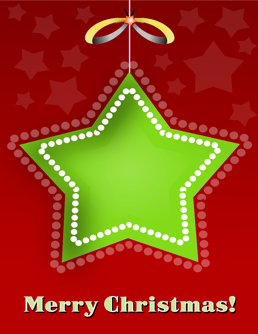 Christmas card star red green