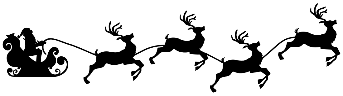 Santa sleigh prancing reindeer