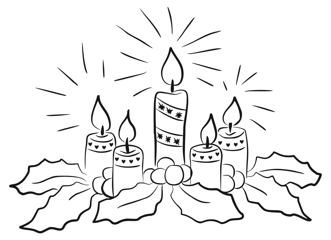 Christmas candles lineart