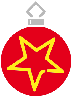 ornament big star red yellow