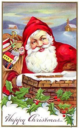 Santa by chimney c1910