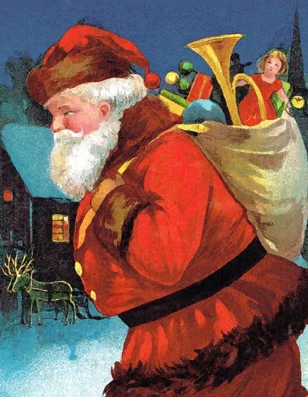 Santa w sack of toys 1915