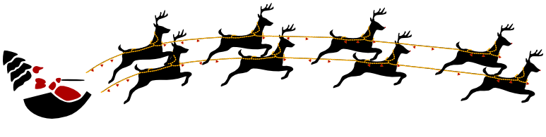 santa and reindeer flying