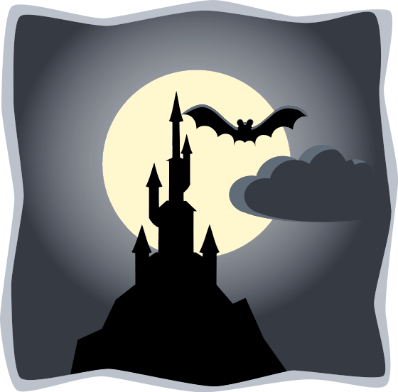 spooky castle in full moon