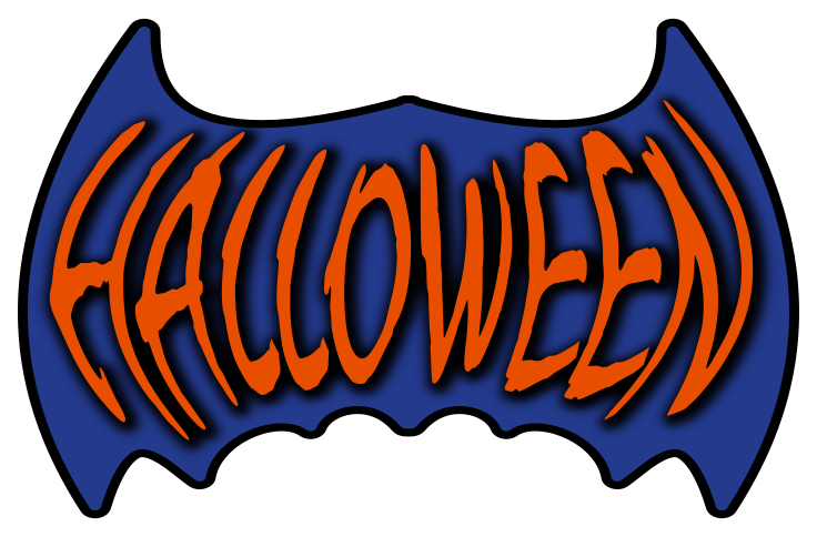 Halloween bat banner blue