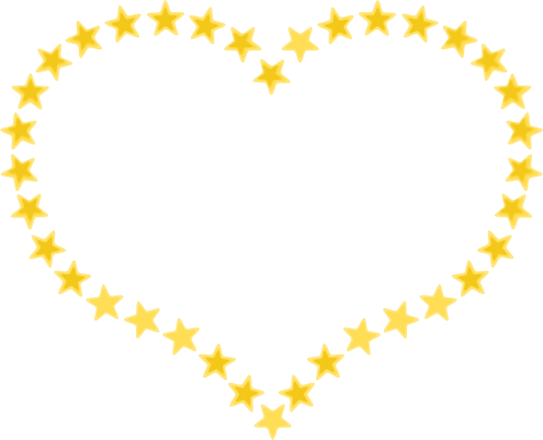 heart shaped border with yellow stars
