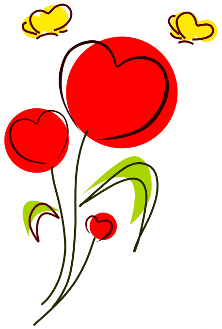 clip art flowers and hearts. HEART FLOWERS - public domain