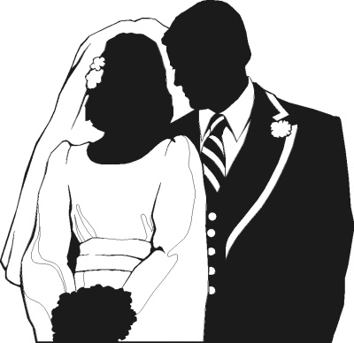 wedding couple partial silhouette public domain clip art image 