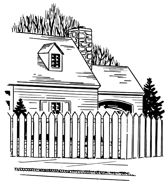 house with fence clip art - photo #13