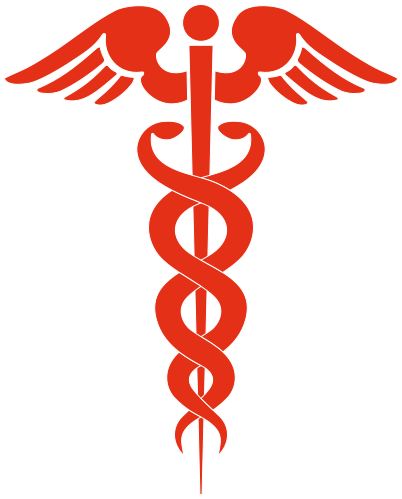 caduceus medical symbol red