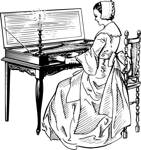 woman playing a clavichord