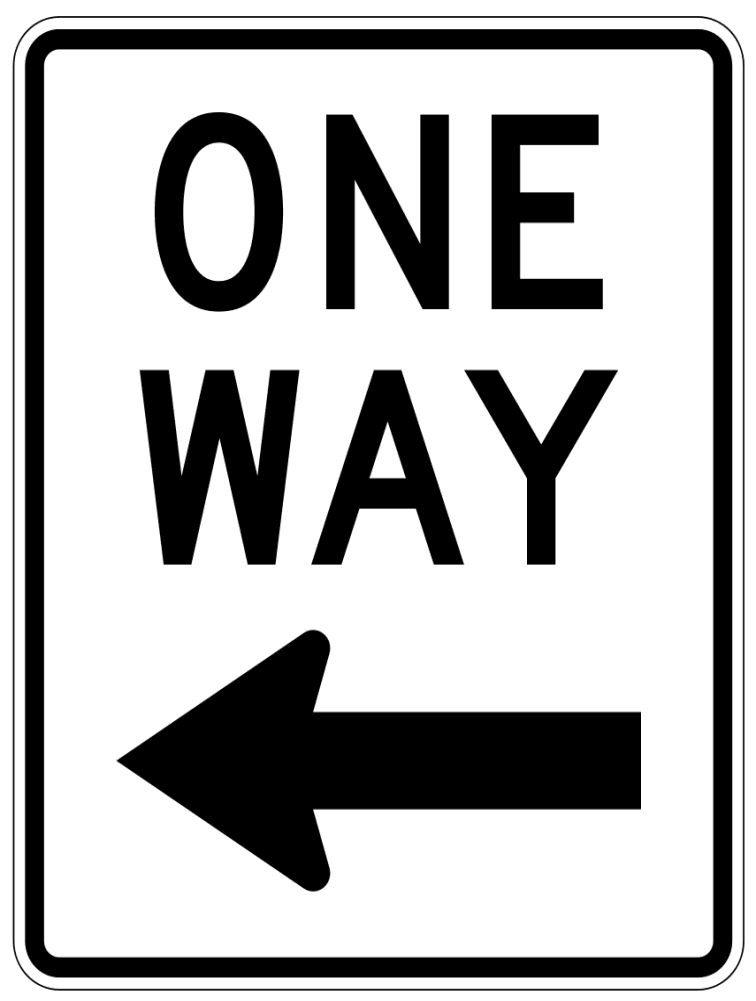 one way sign left