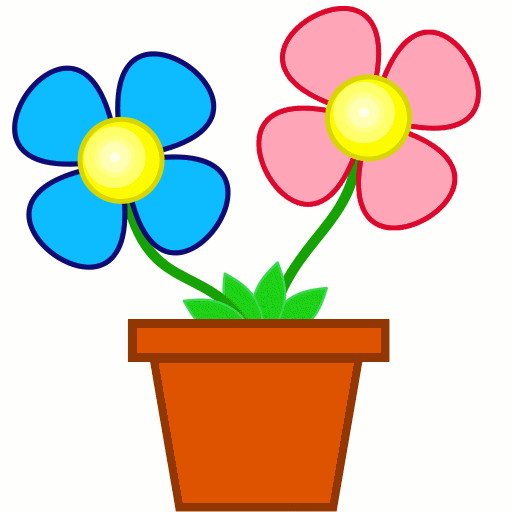 clip art flowers. bright flowers in planter