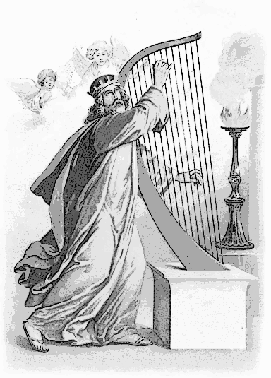 David Praising God on Harp
