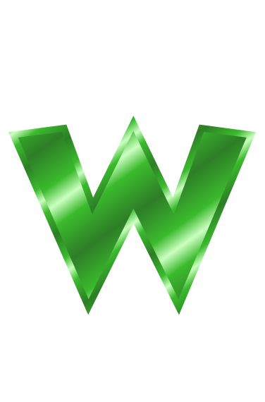green metal letter w