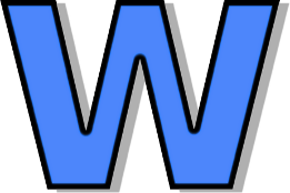 lowercase W blue