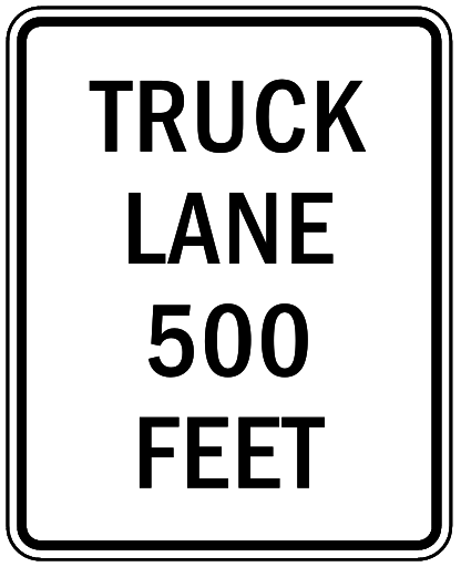 truck lane 500 feet