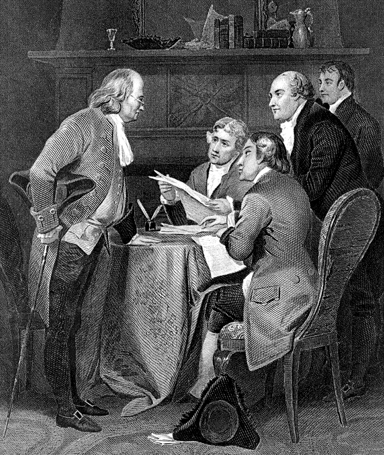 Drafting Declaration of Independence  Franklin Jefferson Adams Livingston and Sherman