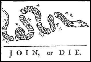 Join or die by B Franklin