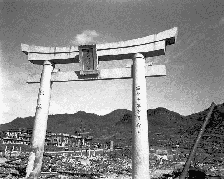 Shinto Shrine in Atomic Ruins  Nagasaki 1945