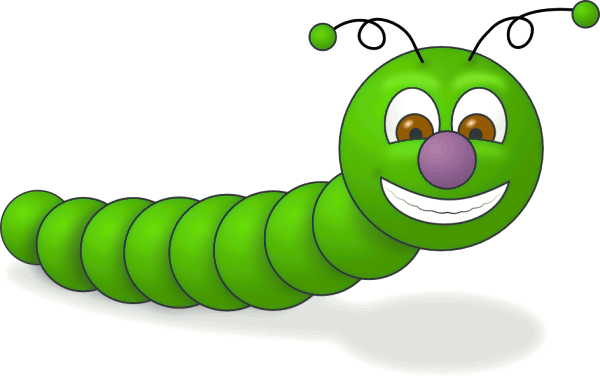green worm smiling