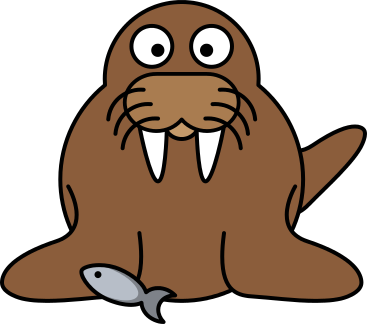 walrus with fish