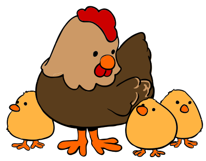 Hen and chicks cartoon