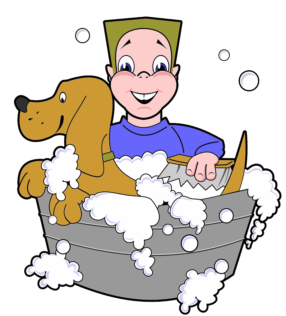dog bath man