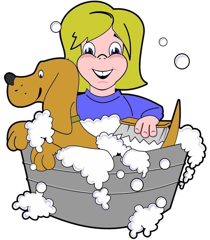 dog bath woman