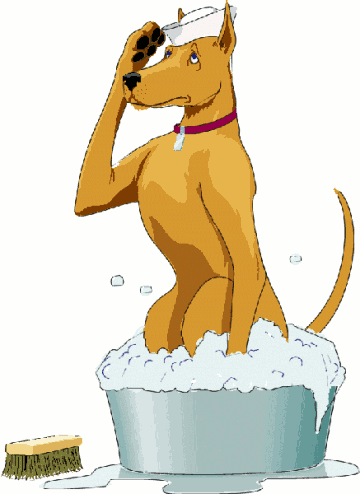 dog in bath cartoon