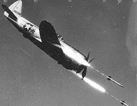 Republic P-47D-40-RE firing rockets