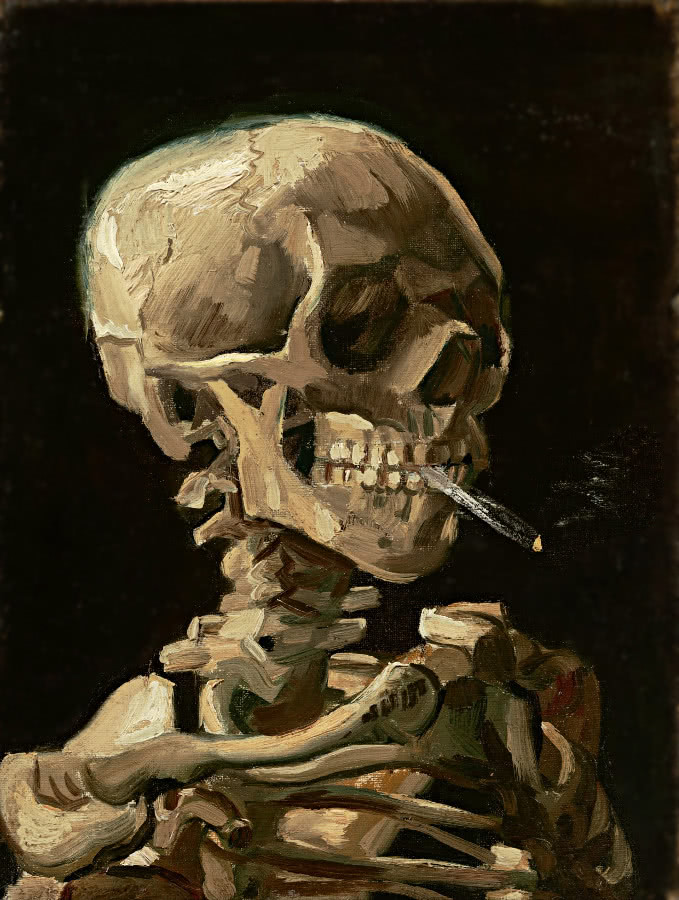 Skull cigarette  van Gogh