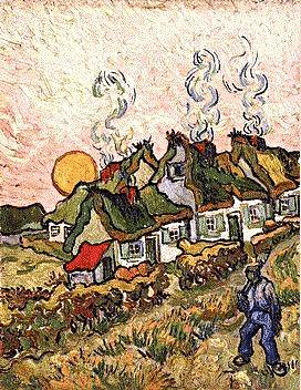 Van Gogh  Thatched Cottages in the Sunshine Reminiscences of the North