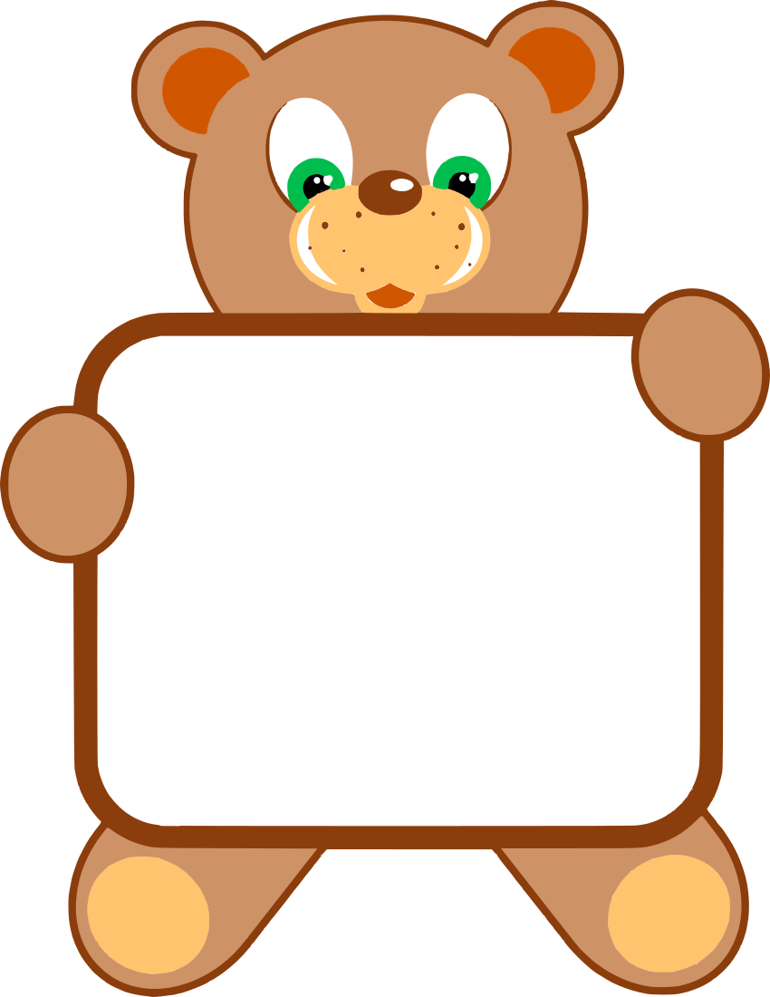 teddy bear holding sign