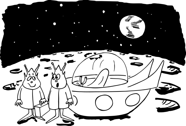 Aliens on Moon BW