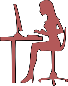 woman on computer silhouette