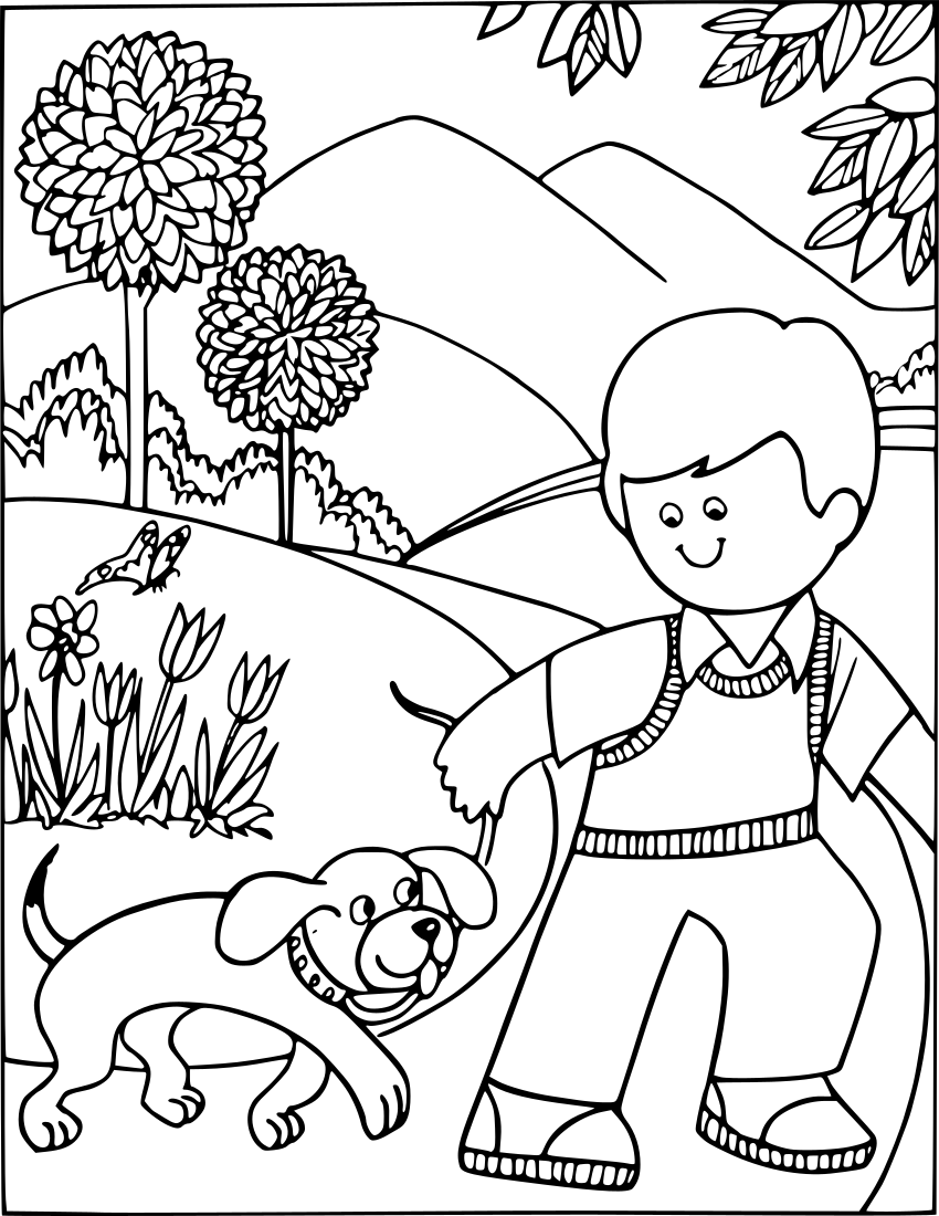 Download boy walking dog - /education/coloring_pages/coloring_2/boy ...