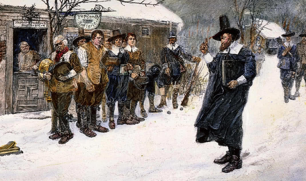 Puritan elder confronts ale drinkers.