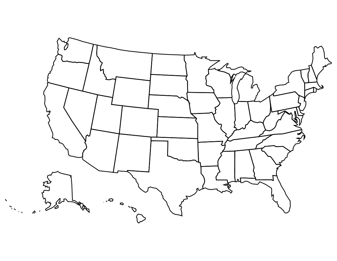 Штаты сша карта с названиями. Контурная карта Штатов США. Карта США со Штатами. Контурная карта Америки со Штатами. Административное деление США карта.