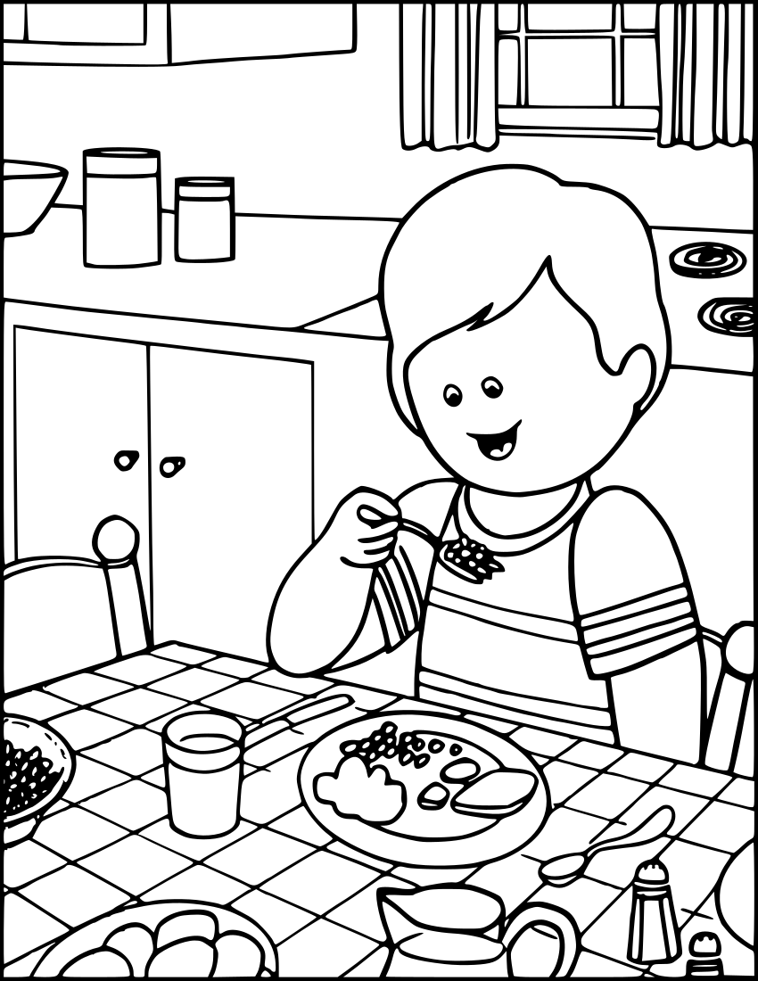 boy eating dinner - /education/coloring_pages/coloring_2 ...