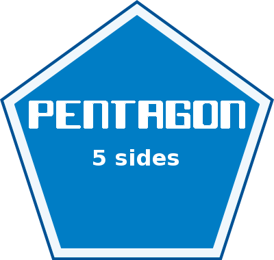 pentagon 5 sides label blue